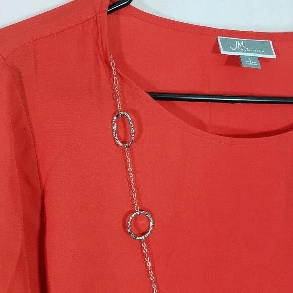 JM Collection Womens Necklace Pullover Blouse (AG) - Picture 5 of 8